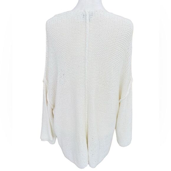 Aerie white cotton blend loose knit drop shoulder sweater size M. - Picture 3 of 6